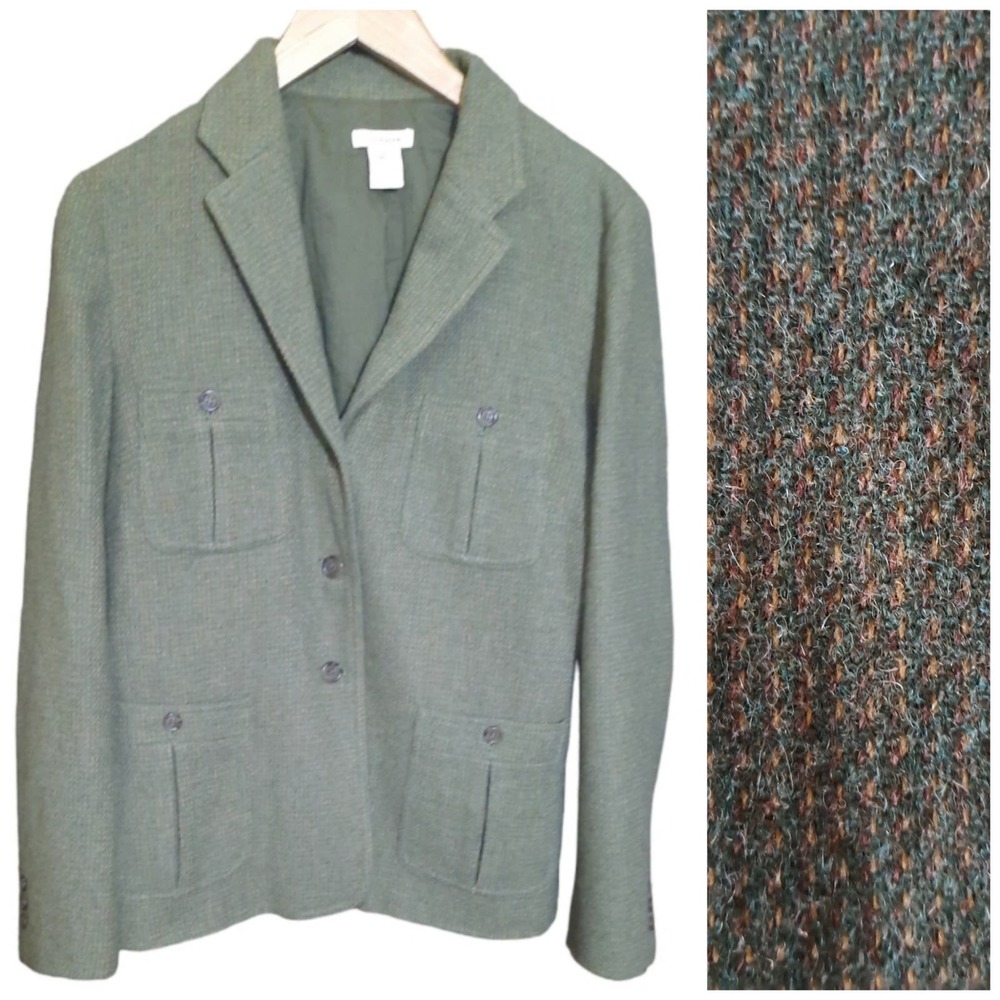 Sundance Womens Green Gold Fleck Wool Blazer Size 12